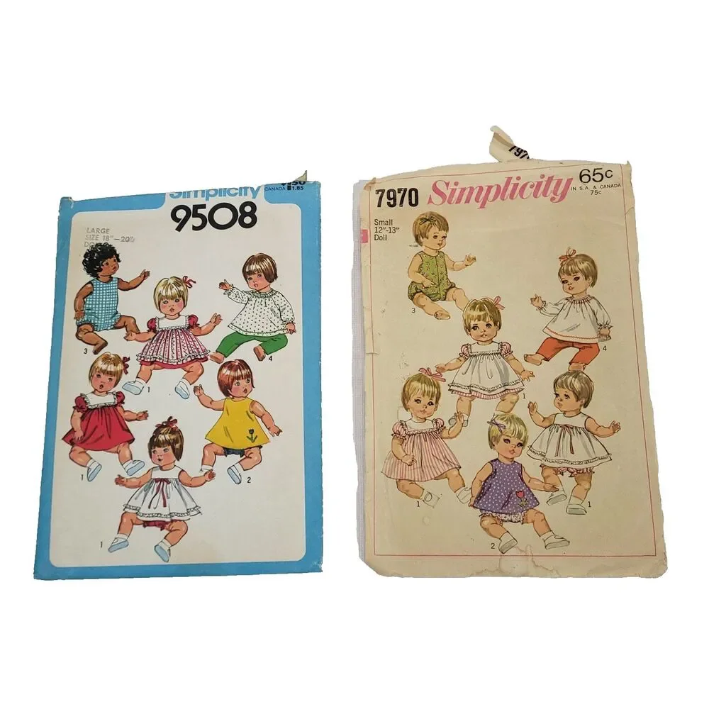Vtg Simplicity Doll Clothing Sewing Pattern Lot 7970 / 9508